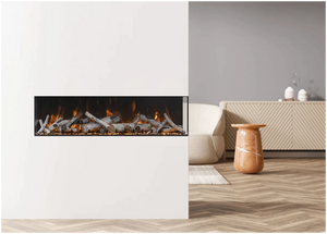 Amantii 72-TRU-VIEW-XL Tru View Deep Smart Electric - 72" Indoor / Outdoor WiFi Enabled 3 Sided Fireplace Featuring a depth of 14 1/4", MultiFunction Remote Control, Multi Speed Flame Motor, and a Selection of Media Options