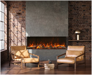 Amantii 88-TRV-XT-XL Trv View Extra Tall Smart Electric - 88" Indoor / Outdoor WiFi Enabled  3 Sided Electric Fireplace Featuring a 22" Height, MultiFunction Remote, Multi Speed Flame Motor, and a Selection of Media Options