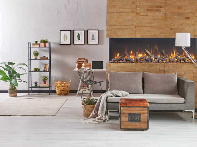 Amantii 40-TRV-XT-XL Trv View Extra Tall Smart Electric - 40" Indoor / Outdoor WiFi Enabled  3 Sided Electric Fireplace Featuring a 22" Height, MultiFunction Remote, Multi Speed Flame Motor, and a Selection of Media Options