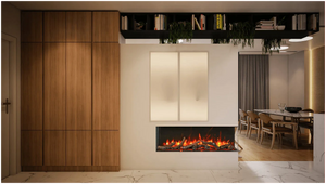 Amantii 30-TRV-SLIM Trv View Slim  - 30" Indoor / Outdoor 3 Sided Electric Fireplace Featuring  10 5/8" Depth