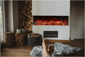 Amantii TRV-85-BESPOKE Tru View Bespoke - 85" Indoor / Outdoor 3 Sided Electric Fireplace Featuring a 20" Height, WiFi Compatibility, Bluetooth Connectivity, Multi Function Remote, and a Selection of Media Options