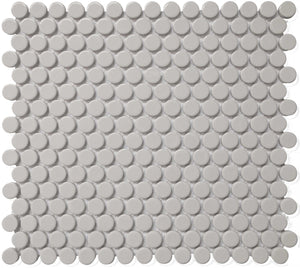 Roca Tile Usa Inc United States Ceramic Tile Cc Mosaics Ii Bright Tender Gray Penny Round Porcelain Mosaics. Ufcc117-12Mt 1 Sheet = 1 Sq. Ft.