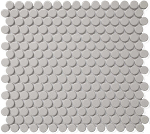 Roca Tile Usa Inc United States Ceramic Tile Cc Mosaics Ii Bright Tender Gray Penny Round Porcelain Mosaics. Ufcc117-12Mt 1 Sheet = 1 Sq. Ft.