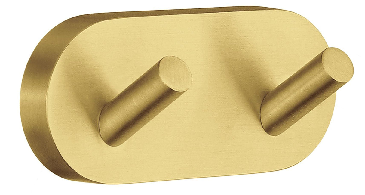 Smedbo Home Double Towel Hook in Brushed Brass