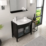 Virtu USA Ava 36" Single Bath Vanity with White Engineered Stone Top and Round Sink with Matching Mirror