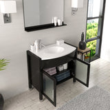 Virtu USA Ava 36" Single Bath Vanity with White Engineered Stone Top and Round Sink with Matching Mirror