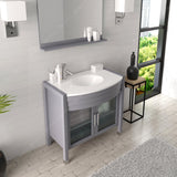 Virtu USA Ava 36" Single Bath Vanity with White Engineered Stone Top and Round Sink with Matching Mirror