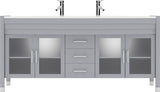 Virtu USA Ava 71" Double Bath Vanity with White Engineered Stone Top and Round Sinks with Matching Mirror