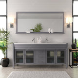 Virtu USA Ava 71" Double Bath Vanity with White Engineered Stone Top and Round Sinks with Matching Mirror