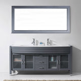 Virtu USA Ava 71" Double Bath Vanity with White Engineered Stone Top and Round Sinks with Matching Mirror