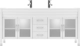 Virtu USA Ava 71" Double Bath Vanity with White Engineered Stone Top and Round Sinks with Matching Mirror