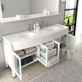 Virtu USA Ava 71" Double Bath Vanity with White Engineered Stone Top and Round Sinks with Matching Mirror