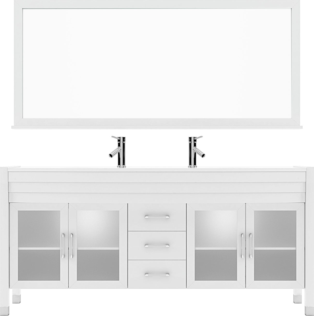 Virtu USA Ava 71" Double Bath Vanity in Espresso with White Engineered Stone Top and Round Sinks with Matching Mirror - Luxe Bathroom Vanities