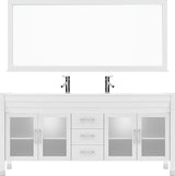 Virtu USA Ava 71" Double Bath Vanity in Espresso with White Engineered Stone Top and Round Sinks with Matching Mirror - Luxe Bathroom Vanities