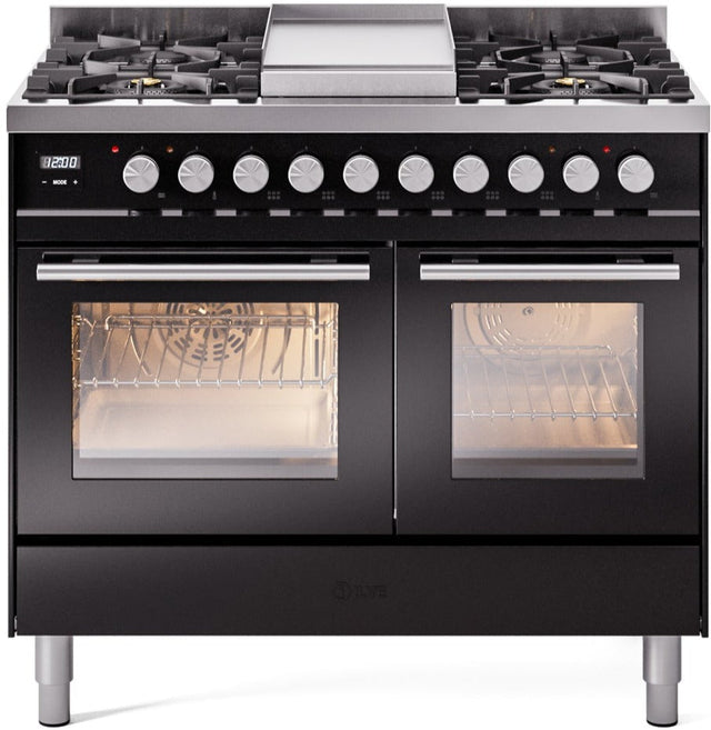 Ilve 40'' Professional Plus II Dual Fuel Liquid Propane Range with Griddle