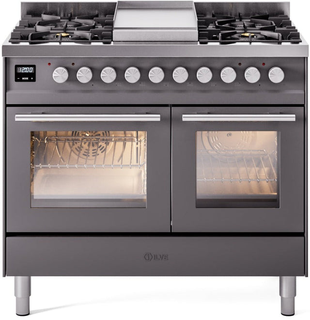 Ilve 40'' Professional Plus II Dual Fuel Liquid Propane Range with Griddle