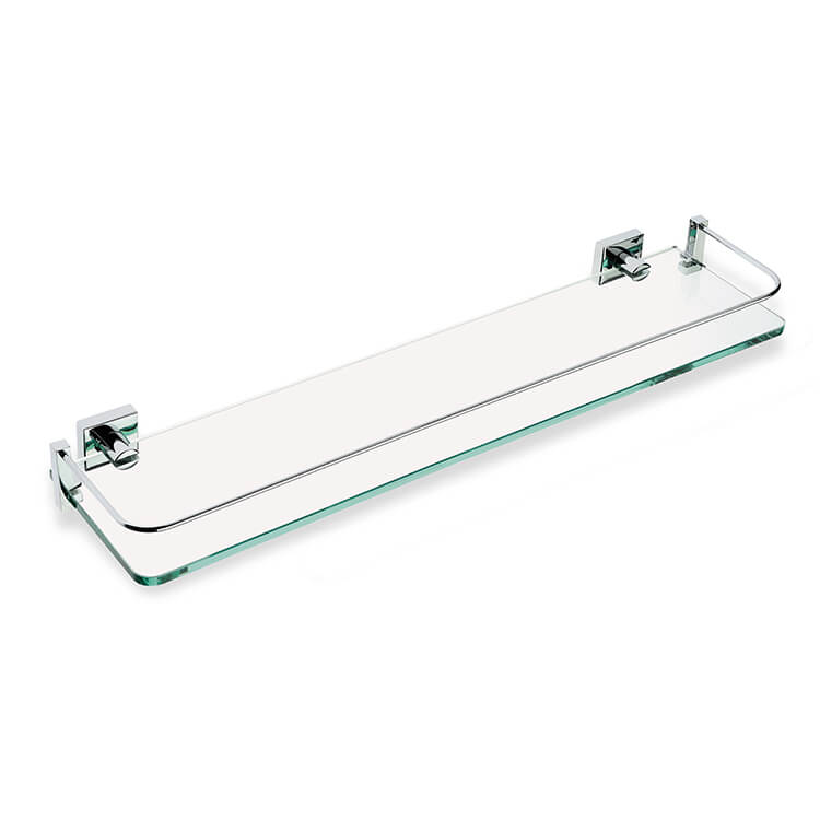 Clear Glass Bathroom Shelf with Chrome Brass Holder