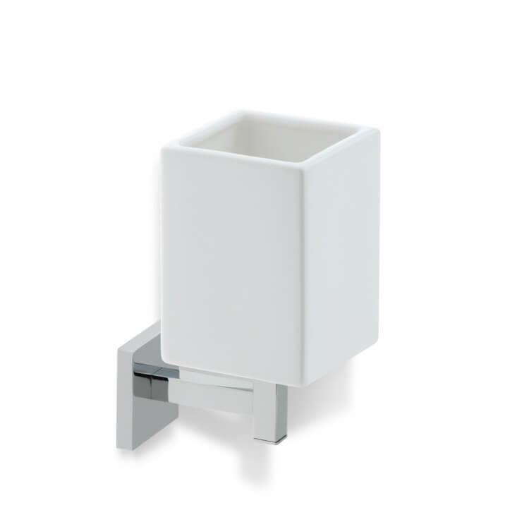 Wall Mounted Ceramic Toothbrush Holder with Chrome Brass Mounting
