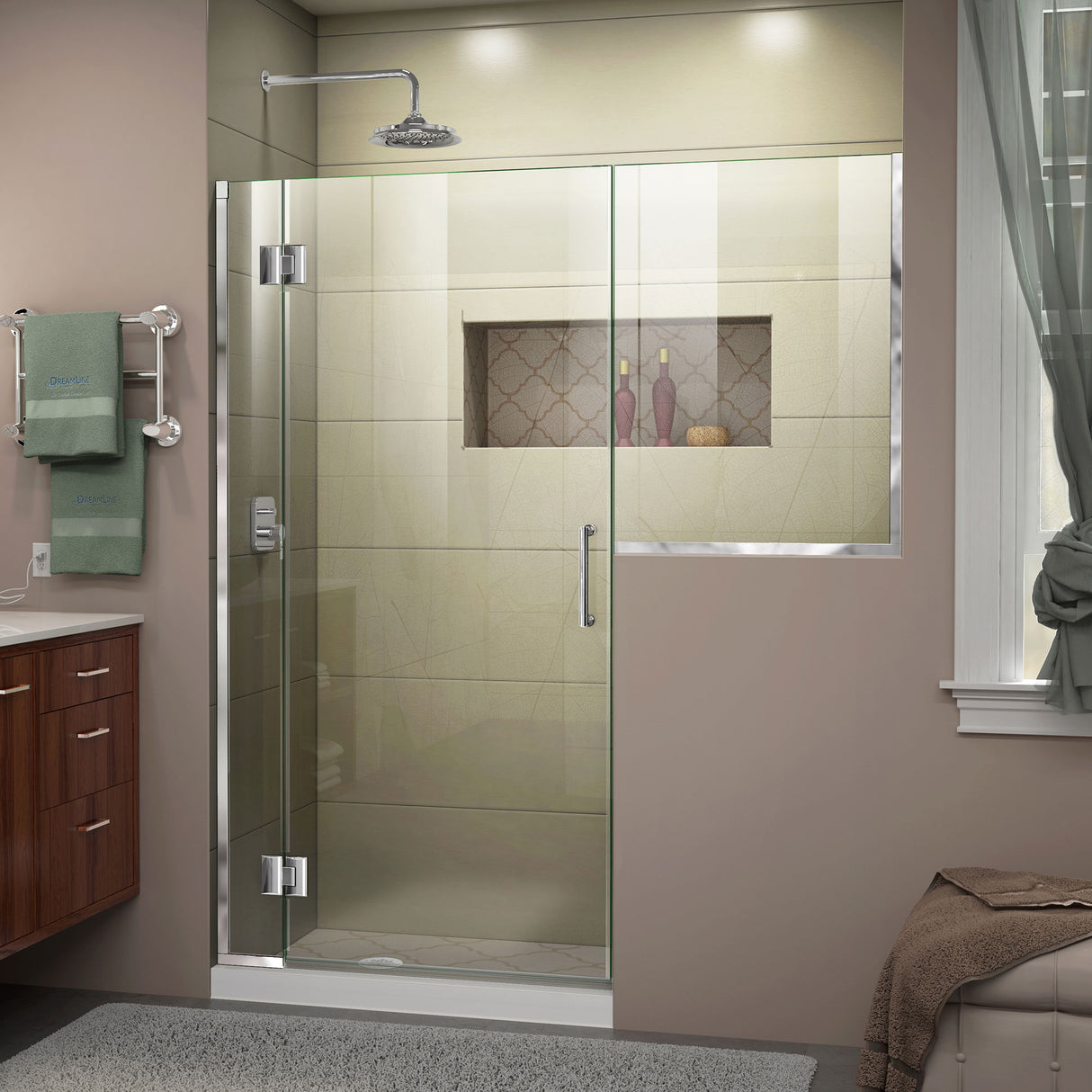 DreamLine Unidoor-X 66-66 1/2 in. W x 72 in. H Frameless Hinged Shower Door in Chrome