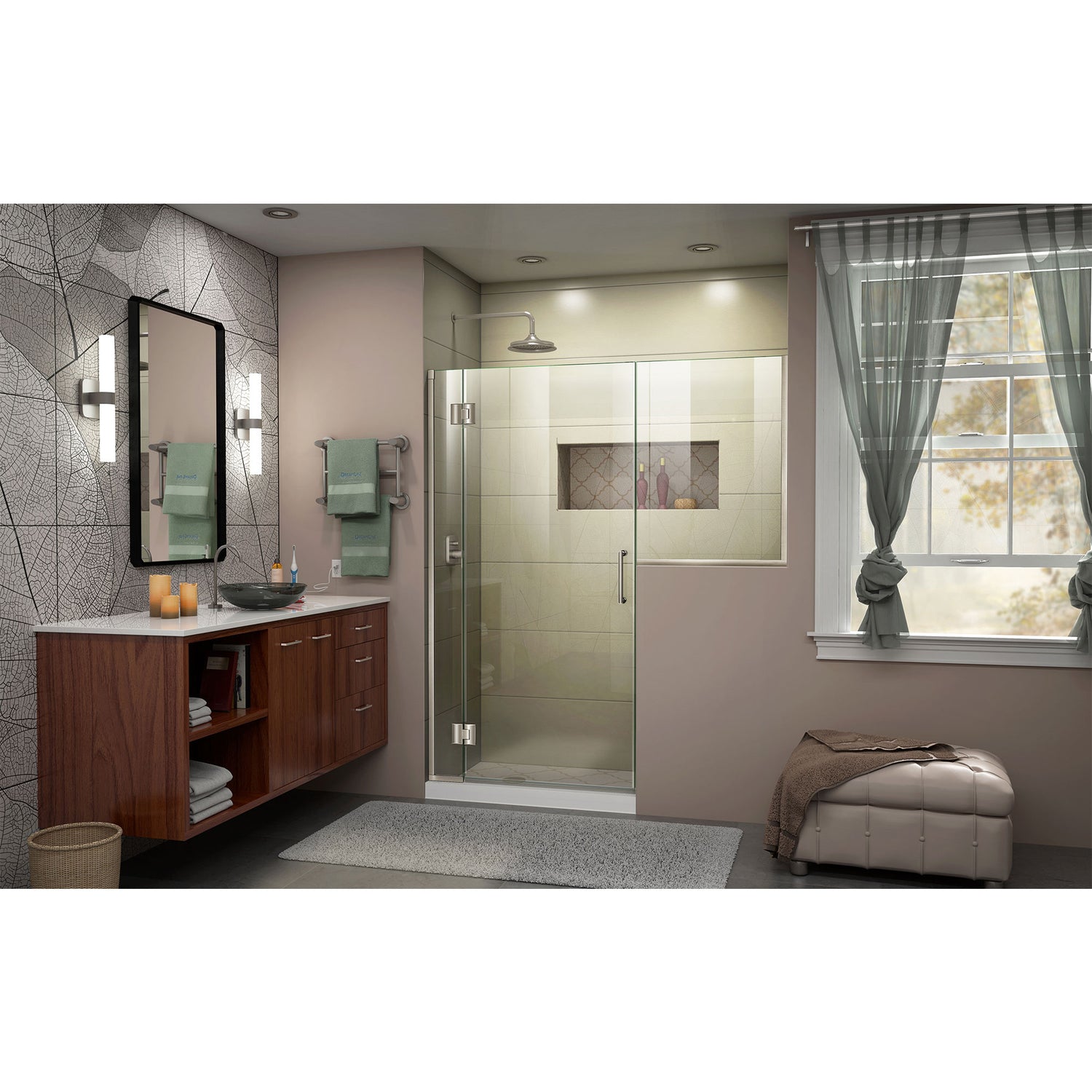DreamLine Unidoor-X 55-55 1/2 in. W x 72 in. H Frameless Hinged Shower Door in Brushed Nickel