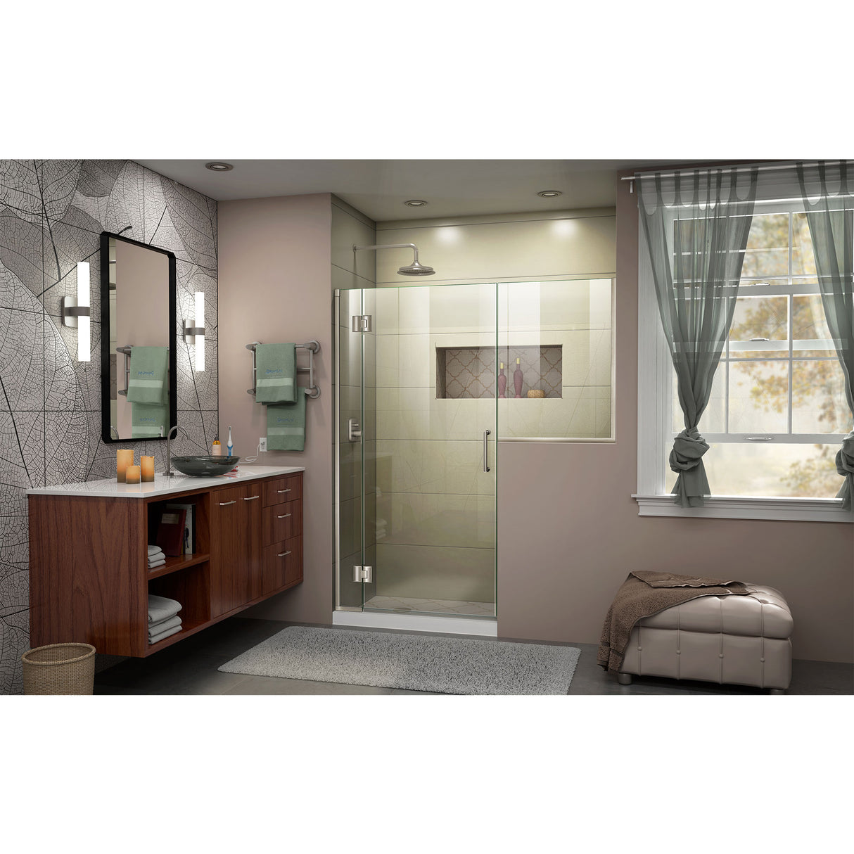 DreamLine Unidoor-X 59-59 1/2 in. W x 72 in. H Frameless Hinged Shower Door in Brushed Nickel