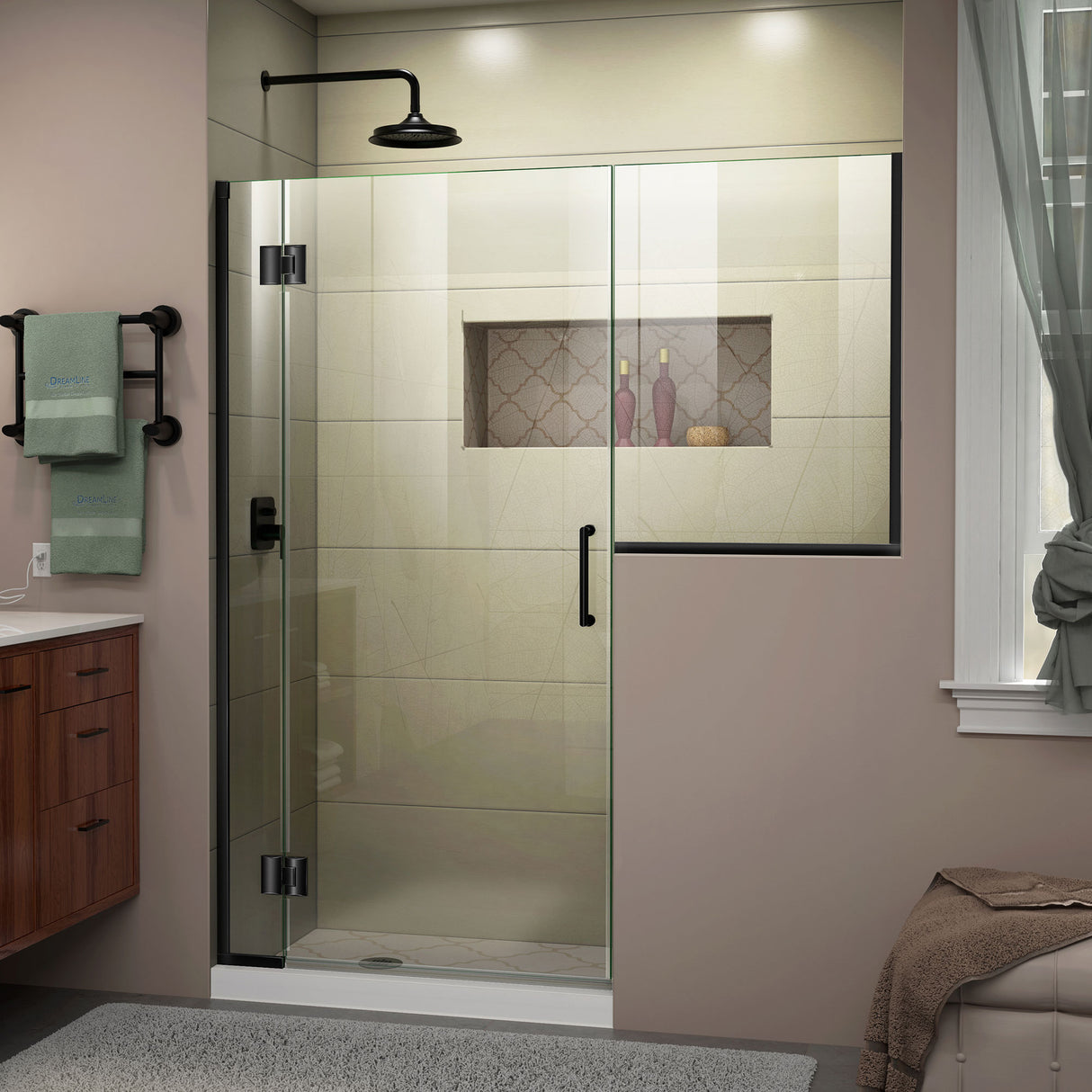 DreamLine Unidoor-X 56-56 1/2 in. W x 72 in. H Frameless Hinged Shower Door in Satin Black