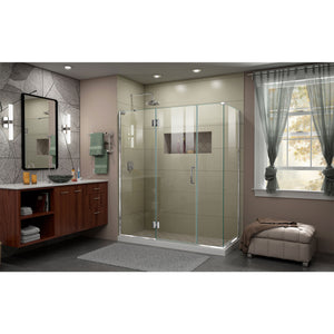 DreamLine Unidoor-X 64 1/2 in. W x 34 3/8 in. D x 72 in. H Frameless Hinged Shower Enclosure in Chrome