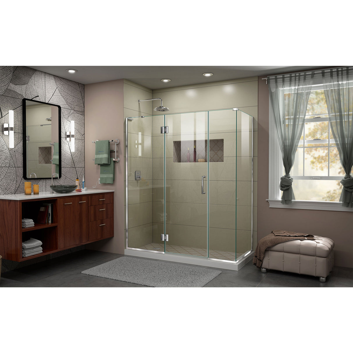 DreamLine Unidoor-X 64 1/2 in. W x 30 3/8 in. D x 72 in. H Frameless Hinged Shower Enclosure in Chrome