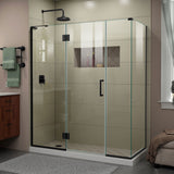 DreamLine Unidoor-X 64 1/2 in. W x 34 3/8 in. D x 72 in. H Frameless Hinged Shower Enclosure in Satin Black