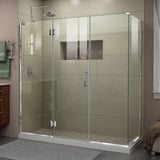 DreamLine Unidoor-X 69 1/2 in. W x 34 3/8 in. D x 72 in. H Frameless Hinged Shower Enclosure in Chrome