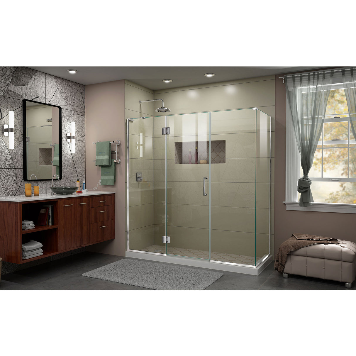 DreamLine Unidoor-X 69 1/2 in. W x 30 3/8 in. D x 72 in. H Frameless Hinged Shower Enclosure in Chrome