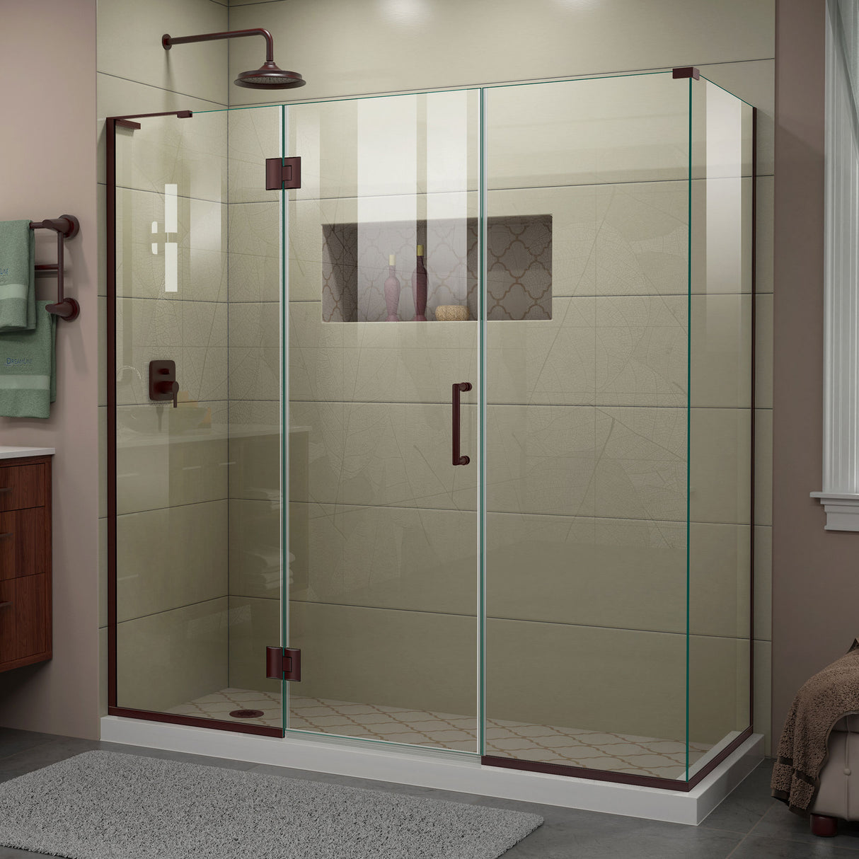 DreamLine Unidoor-X 69 1/2 in. W x 30 3/8 in. D x 72 in. H Frameless Hinged Shower Enclosure in Oil Rubbed Bronze