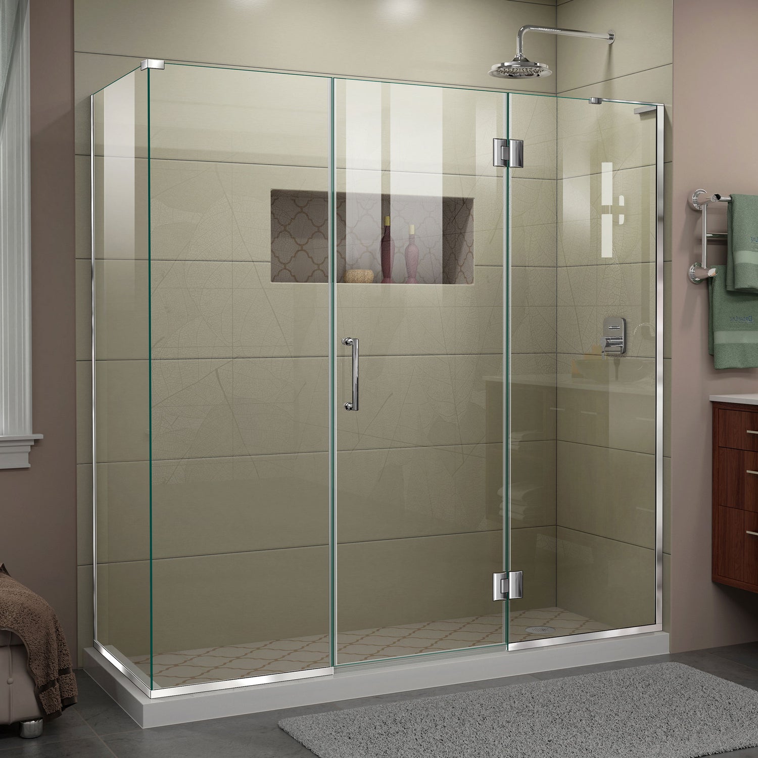 DreamLine Unidoor-X 70 1/2 in. W x 30 3/8 in. D x 72 in. H Frameless Hinged Shower Enclosure in Chrome