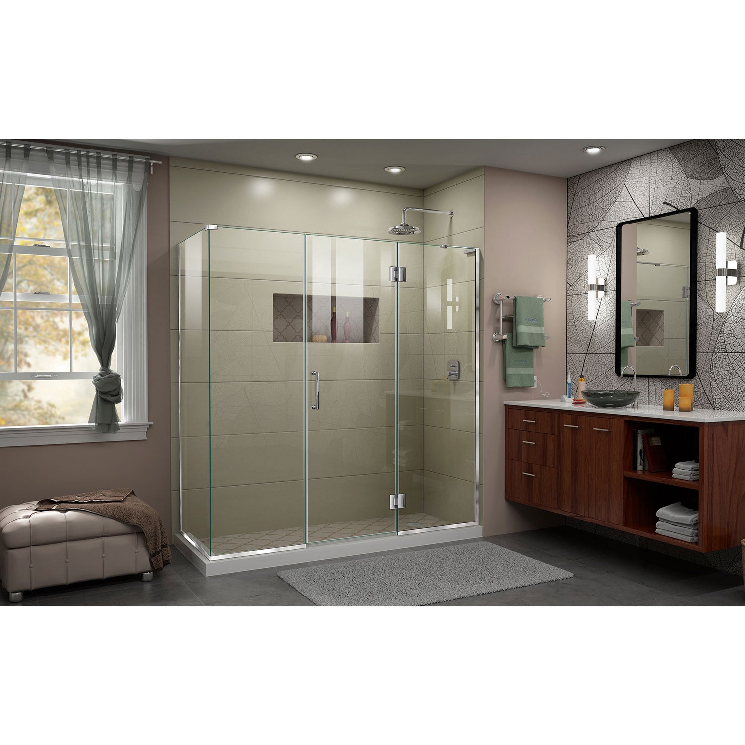 DreamLine Unidoor-X 70 in. W x 34 3/8 in. D x 72 in. H Frameless Hinged Shower Enclosure in Chrome