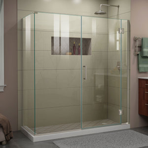 DreamLine Unidoor-X 64 1/2 in. W x 30 3/8 in. D x 72 in. H Frameless Hinged Shower Enclosure in Brushed Nickel