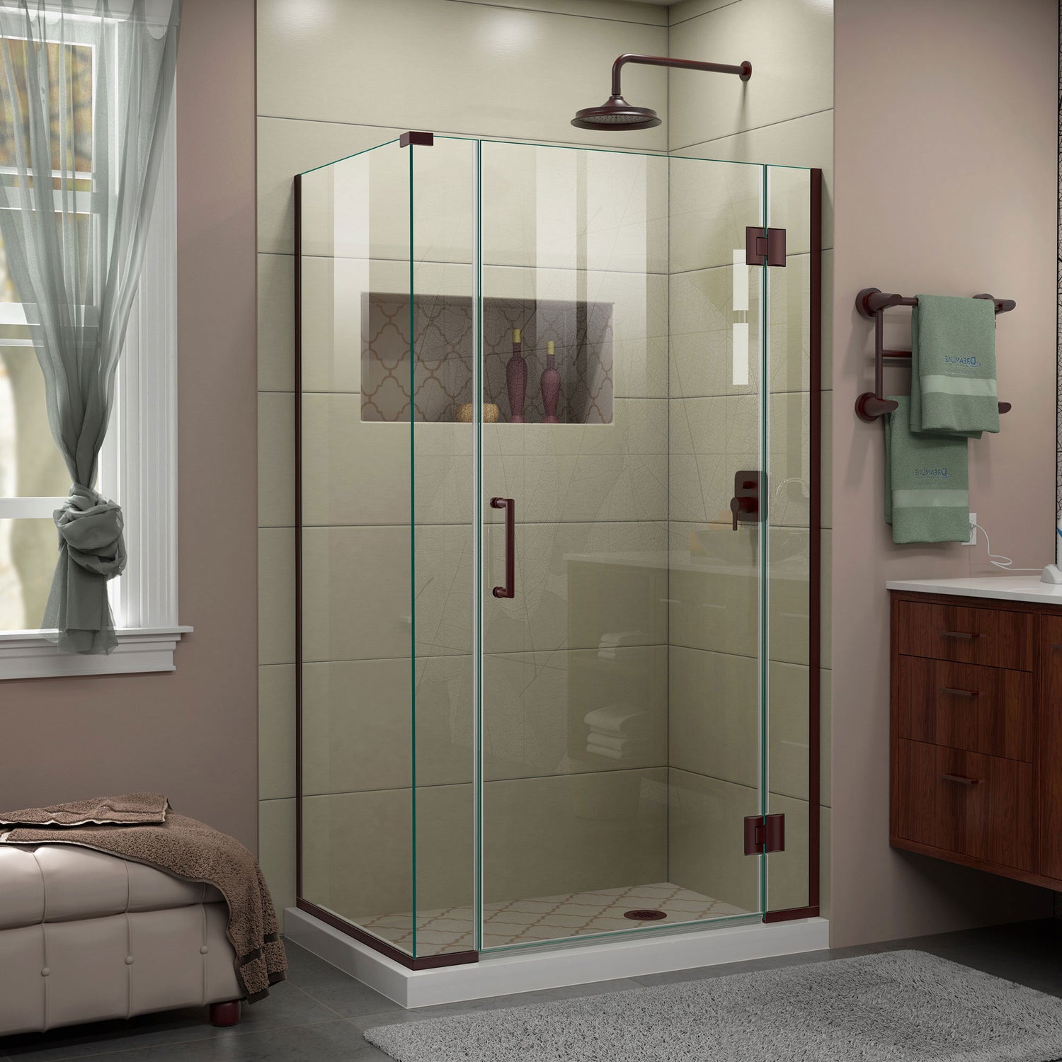 DreamLine Unidoor-X 39 1/2 in. W x 30 3/8 in. D x 72 in. H Frameless Hinged Shower Enclosure in Oil Rubbed Bronze