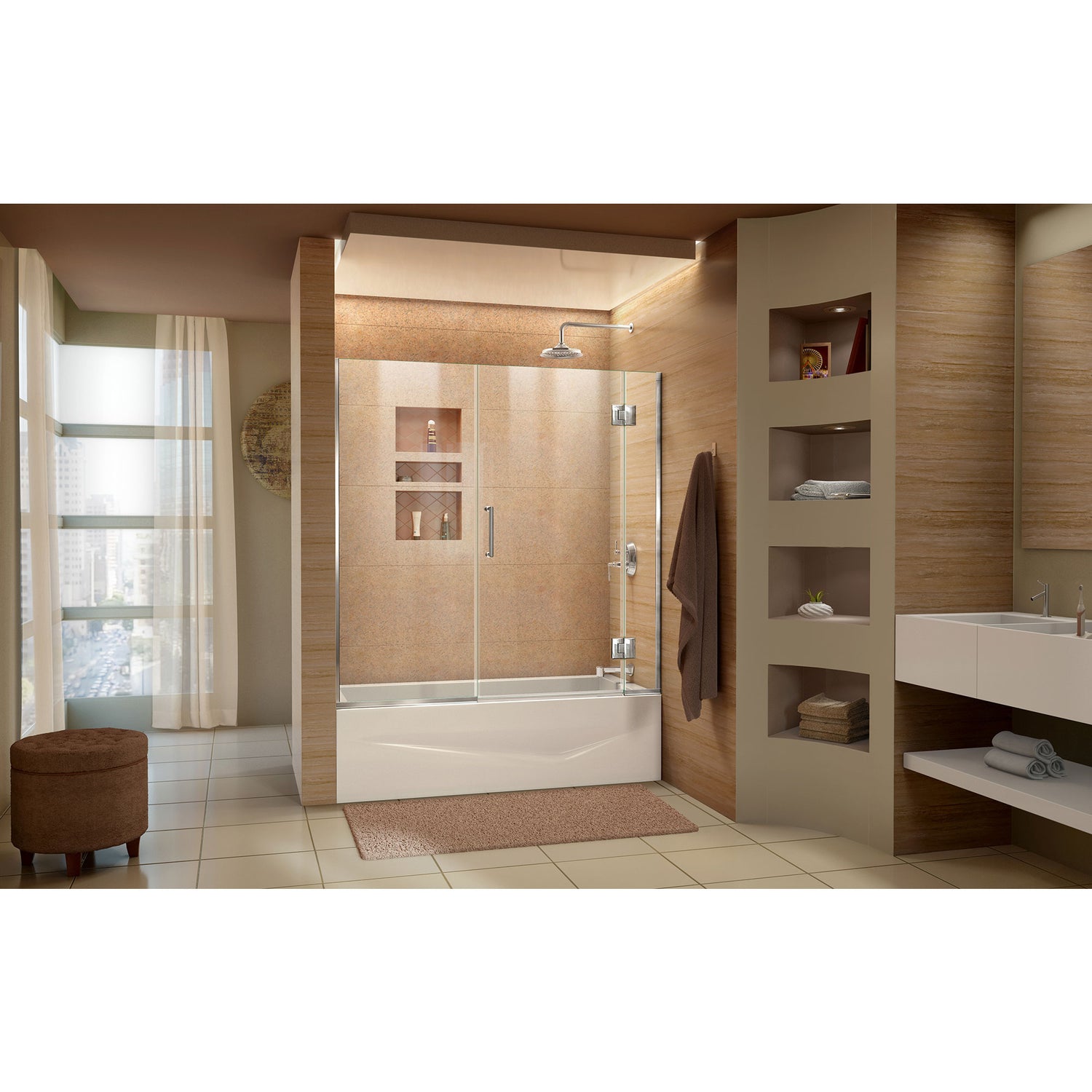 DreamLine Unidoor-X 58-58 1/2 in. W x 58 in. H Frameless Hinged Tub Door in Chrome