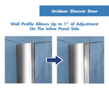 DreamLine Unidoor 53-54 in. W x 72 in. H Frameless Hinged Shower Door with Shelves in Chrome