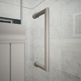 DreamLine Unidoor 52-53 in. W x 72 in. H Frameless Hinged Shower Door with Shelves in Brushed Nickel