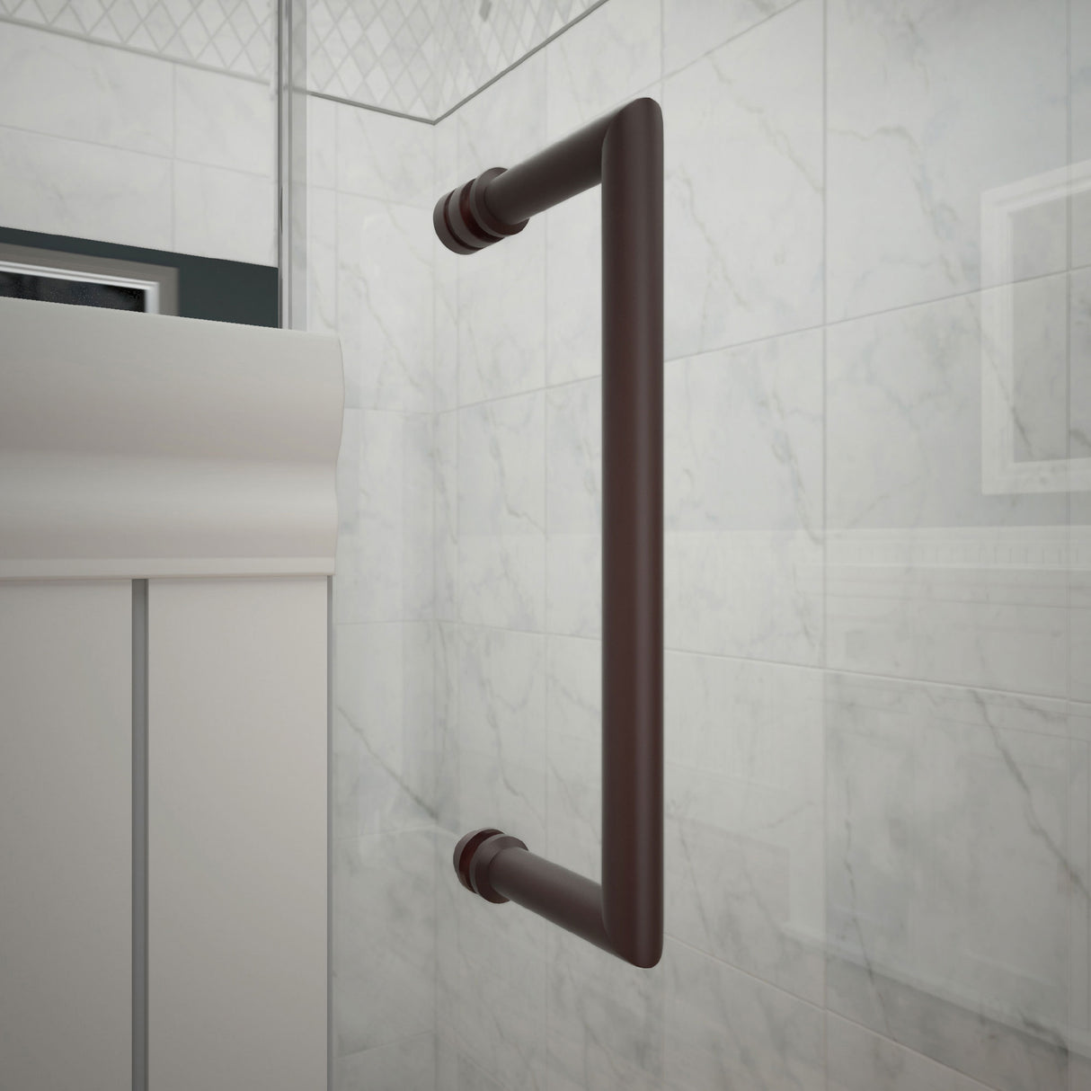 DreamLine Unidoor 55-56 in. W x 72 in. H Frameless Hinged Shower Door with Shelves in Oil Rubbed Bronze