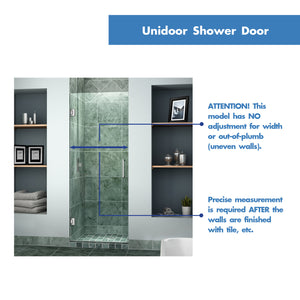 DreamLine Unidoor 26 in. W x 72 in. H Frameless Hinged Shower Door in Chrome