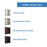 DreamLine Unidoor 56-57 in. W x 72 in. H Frameless Hinged Shower Door with Shelves in Satin Black