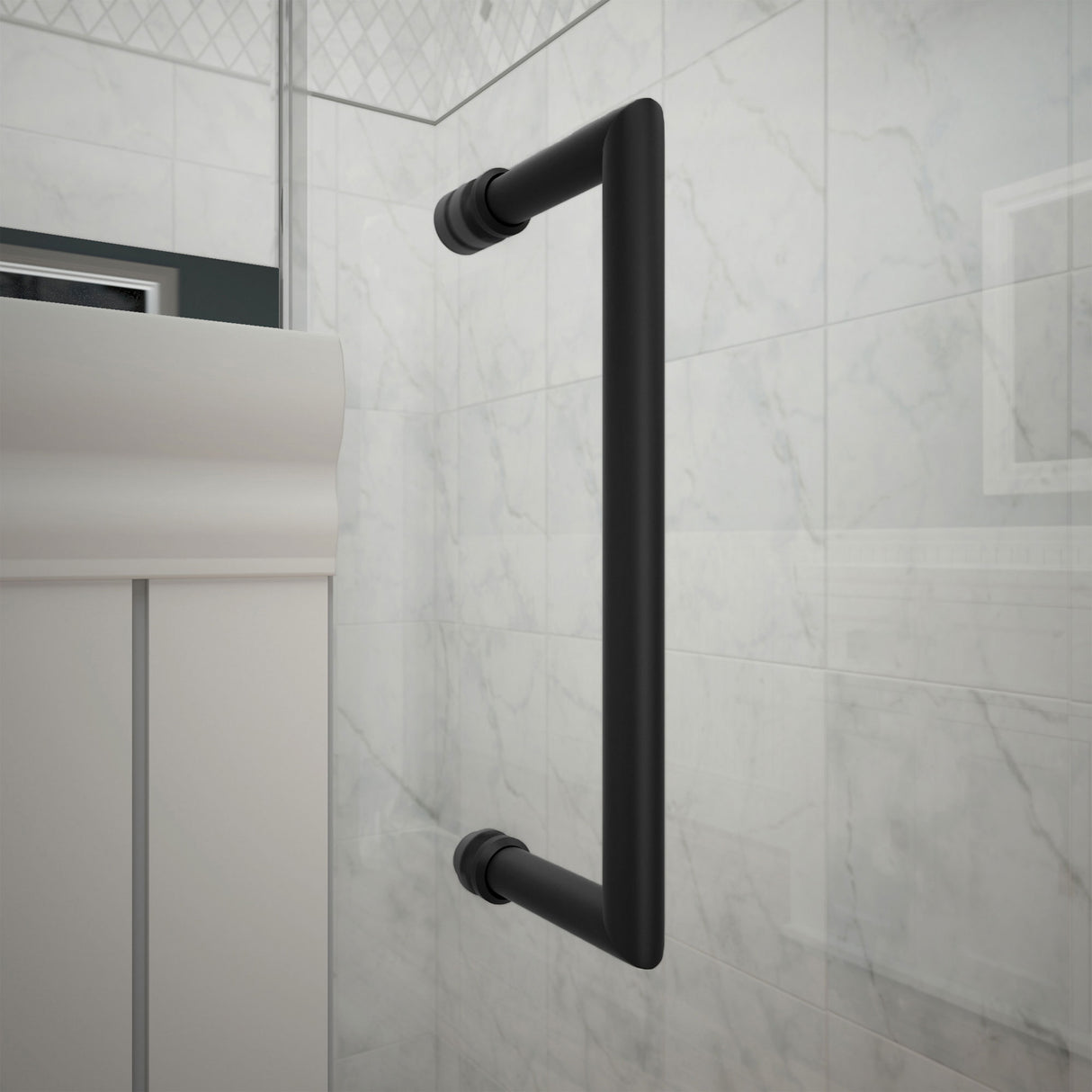 DreamLine Unidoor Plus 63-63 1/2 in. W x 72 in. H Frameless Hinged Shower Door with 34 in. Half Panel in Satin Black