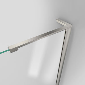 DreamLine Unidoor-LS 57-58 in. W x 72 in. H Frameless Hinged Shower Door with L-Bar in Brushed Nickel