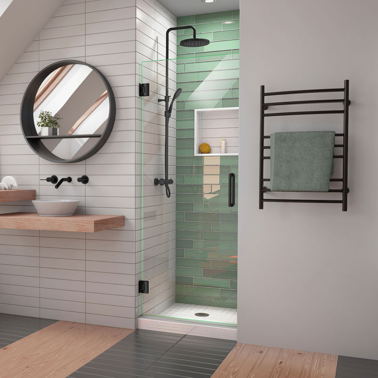 DreamLine Unidoor-LS 27 in. W x 72 in. H Frameless Hinged Shower Door in Satin Black