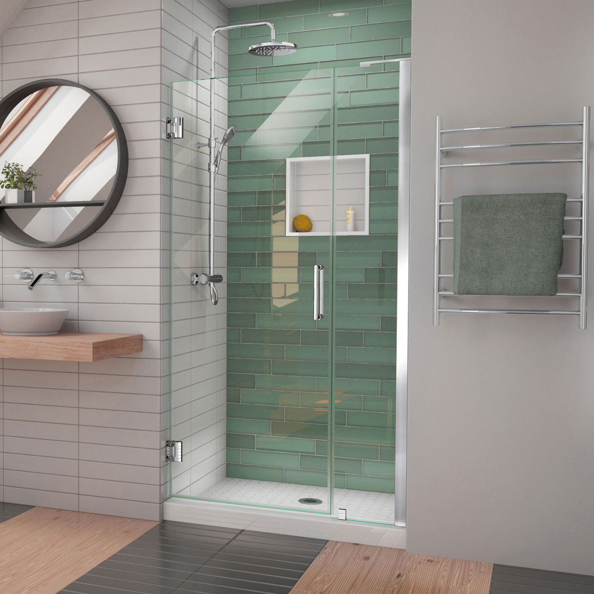 DreamLine Unidoor-LS 37-38 in. W x 72 in. H Frameless Hinged Shower Door in Chrome