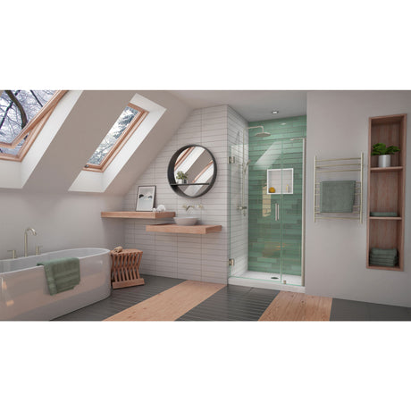 DreamLine Unidoor-LS 35-36 in. W x 72 in. H Frameless Hinged Shower Door in Brushed Nickel