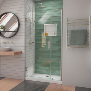 DreamLine Unidoor-LS 42-43 in. W x 72 in. H Frameless Hinged Shower Door in Brushed Nickel
