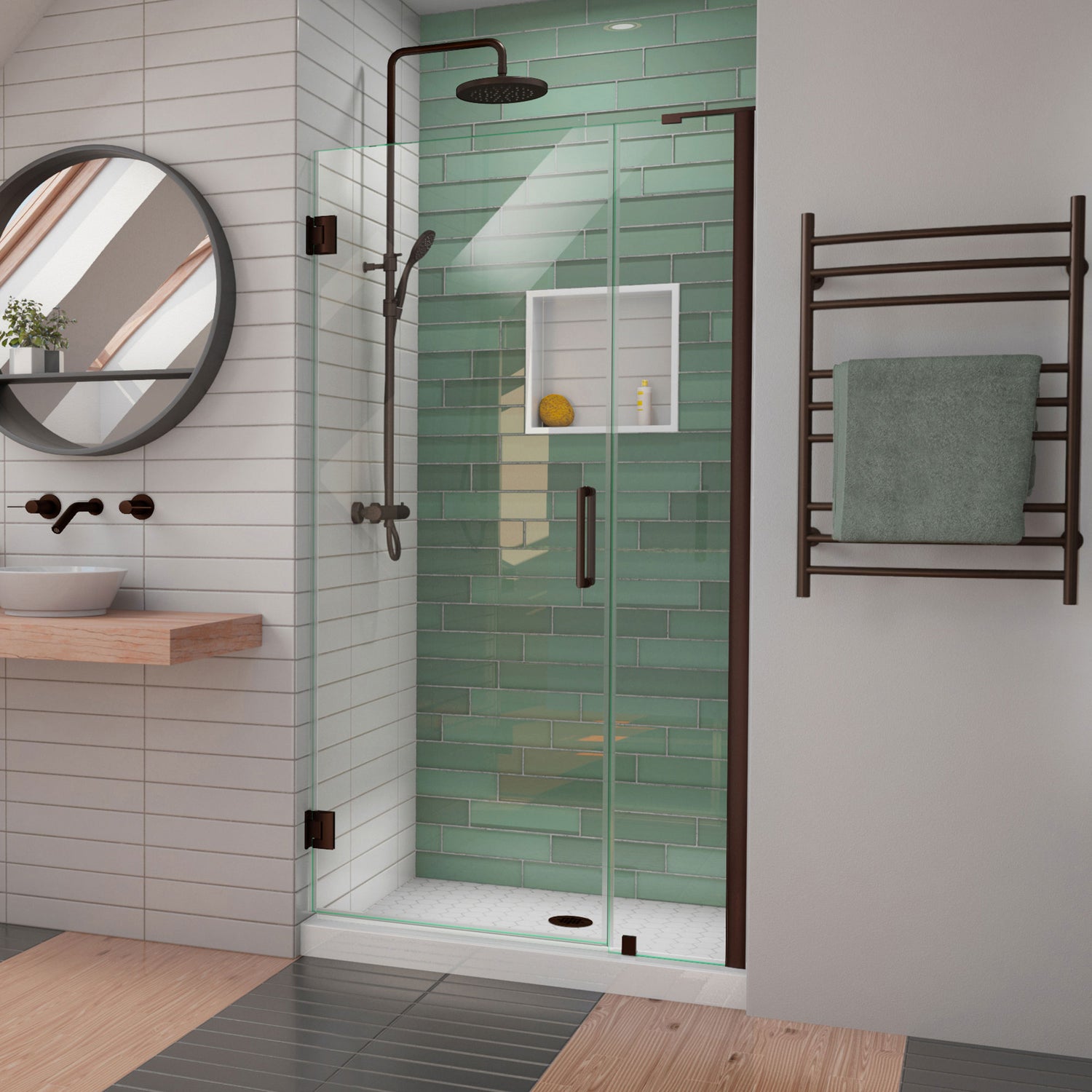 DreamLine Unidoor-LS 41-42 in. W x 72 in. H Frameless Hinged Shower Door in Oil Rubbed Bronze