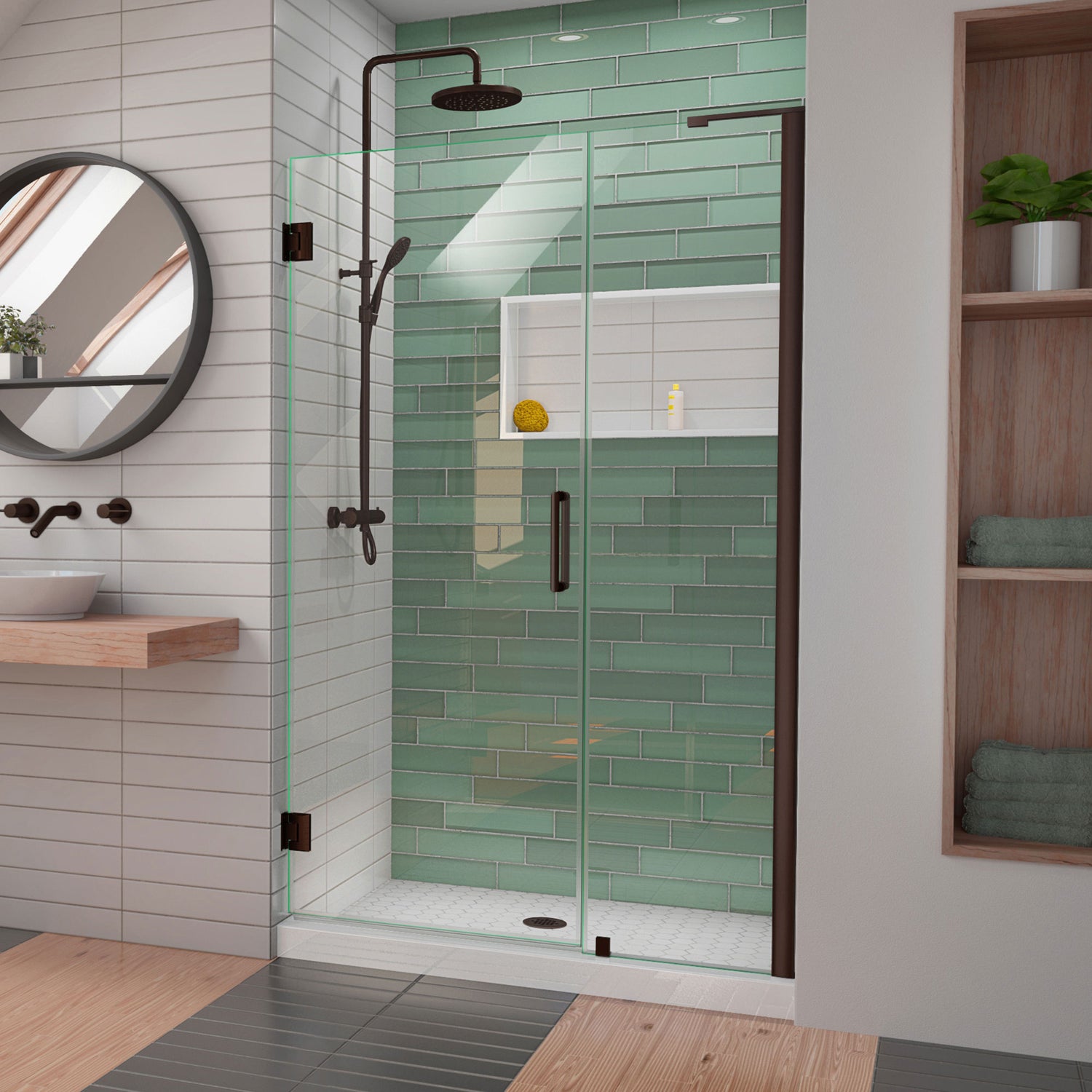 DreamLine Unidoor-LS 44-45 in. W x 72 in. H Frameless Hinged Shower Door in Oil Rubbed Bronze
